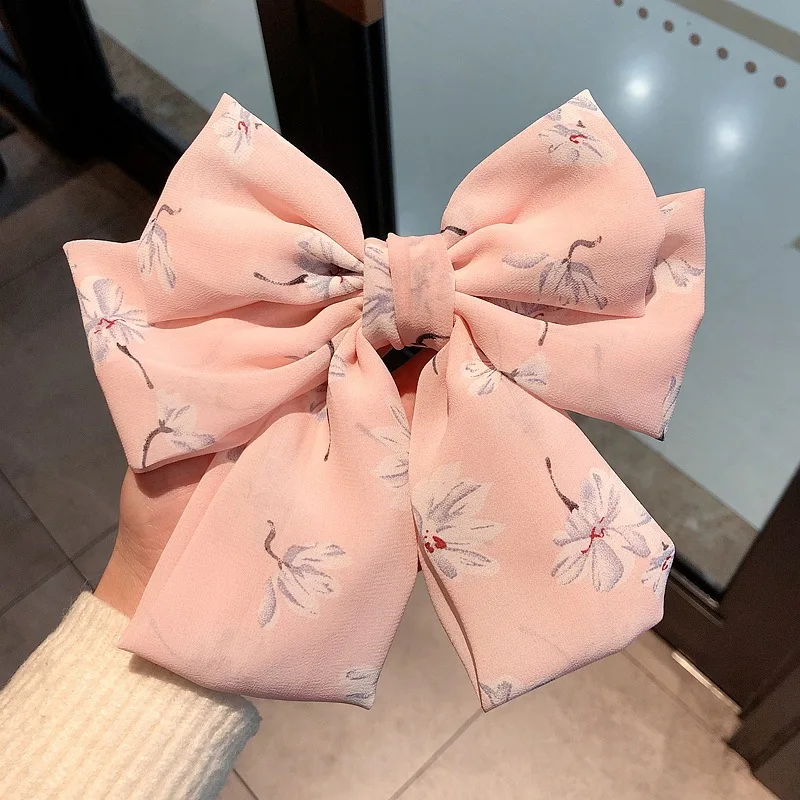 Bow Knot Sweet Fabric Hair Clip Ladies Back Head Duckbill Hair Accessories For Women Small Floral Hair Claw