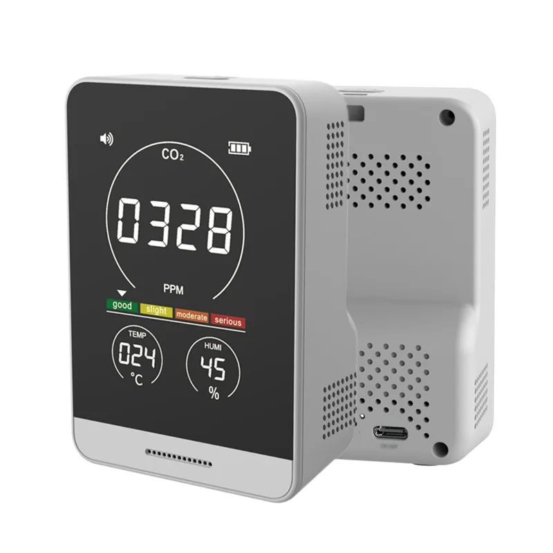 Digital Sound CO2 Detector Type C Charging CO2 Meter Dual Channel Air Quality Monitor Carbon Dioxide Meter - AK11T