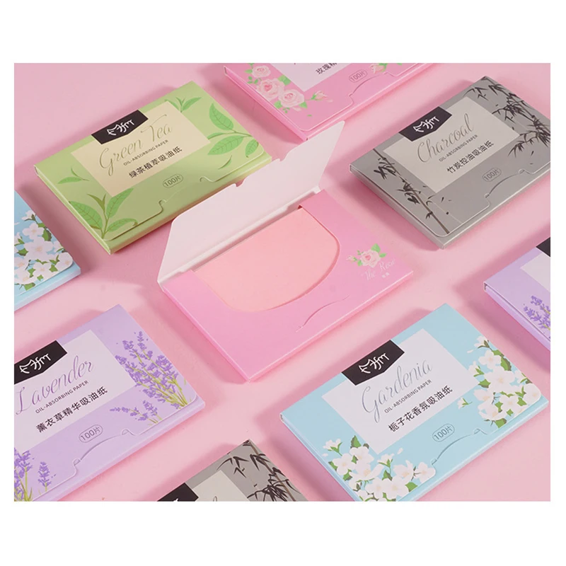 Bamboo Charcoal Oil Absorbing Tissues Pocket Facial Oil Blotting Paper Portable 100 Sheets Face Oil Absorbent Sheets