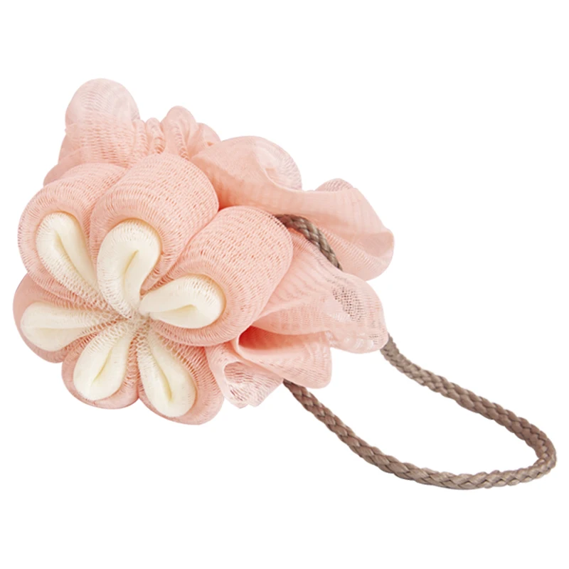 customized bathing accessoires super soft exfoliating eco double color shower net puff loofah mesh bath sponge sponges bath ball