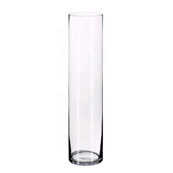 Tall black cylinder glass vase with thin waist wholesale