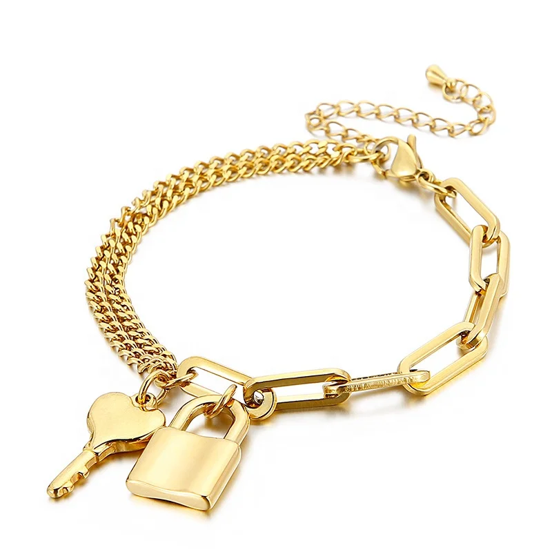 Aizhilin brazalete новый простой Титановый стальной толстый брелок креативный замок темпераментный богемный браслет для