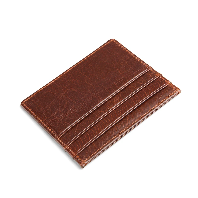 
Custom logo Italian leather slim business id card holder man case leather 