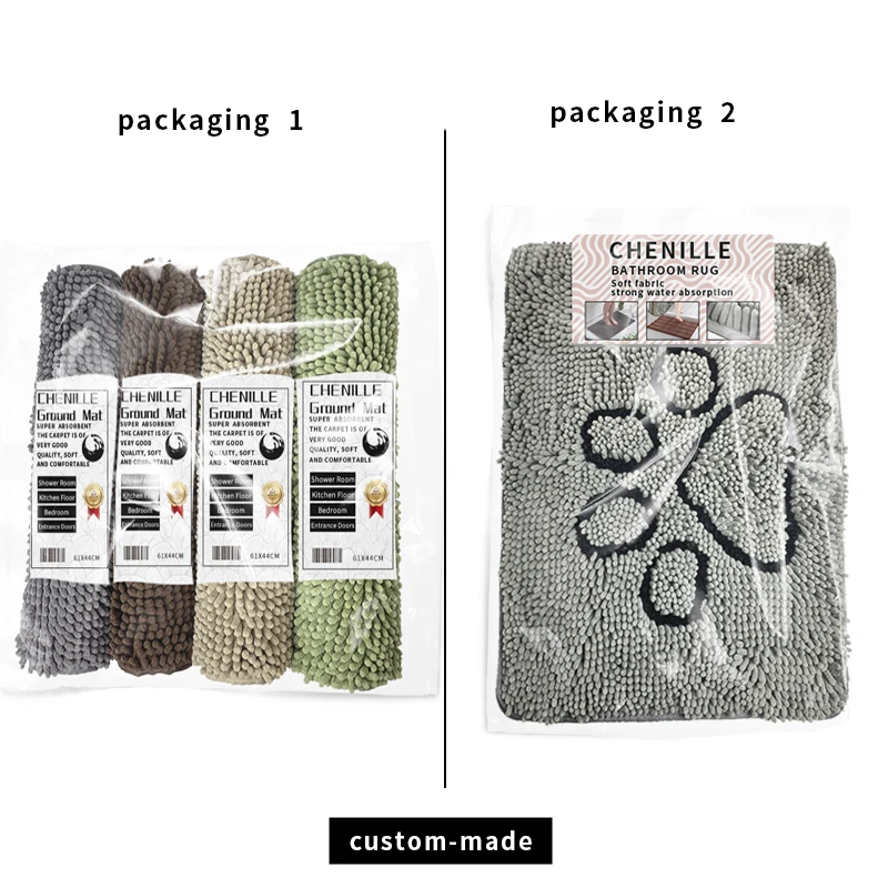 High Quality Super Absorbent Non Slip Living Room Bathroom Mat Chenille Floor Mat  Customized Color Size Pattern