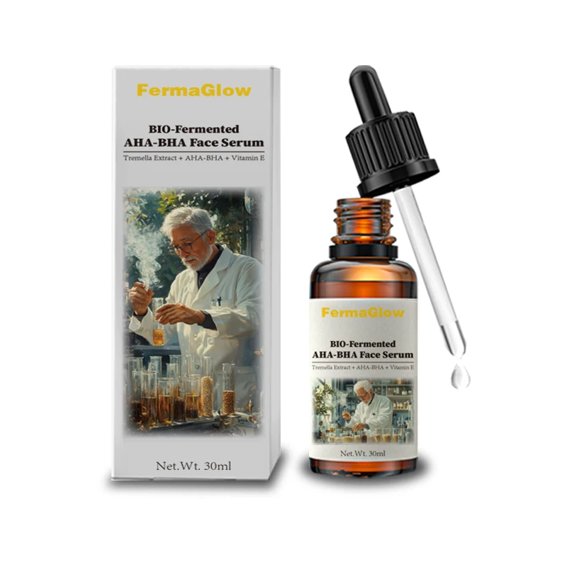 Сыворотка FermaGlow AHA BHA с гиалуроновой кислотой и лакрицей для отшелушивания очистки пор гидратации сияющей кожи