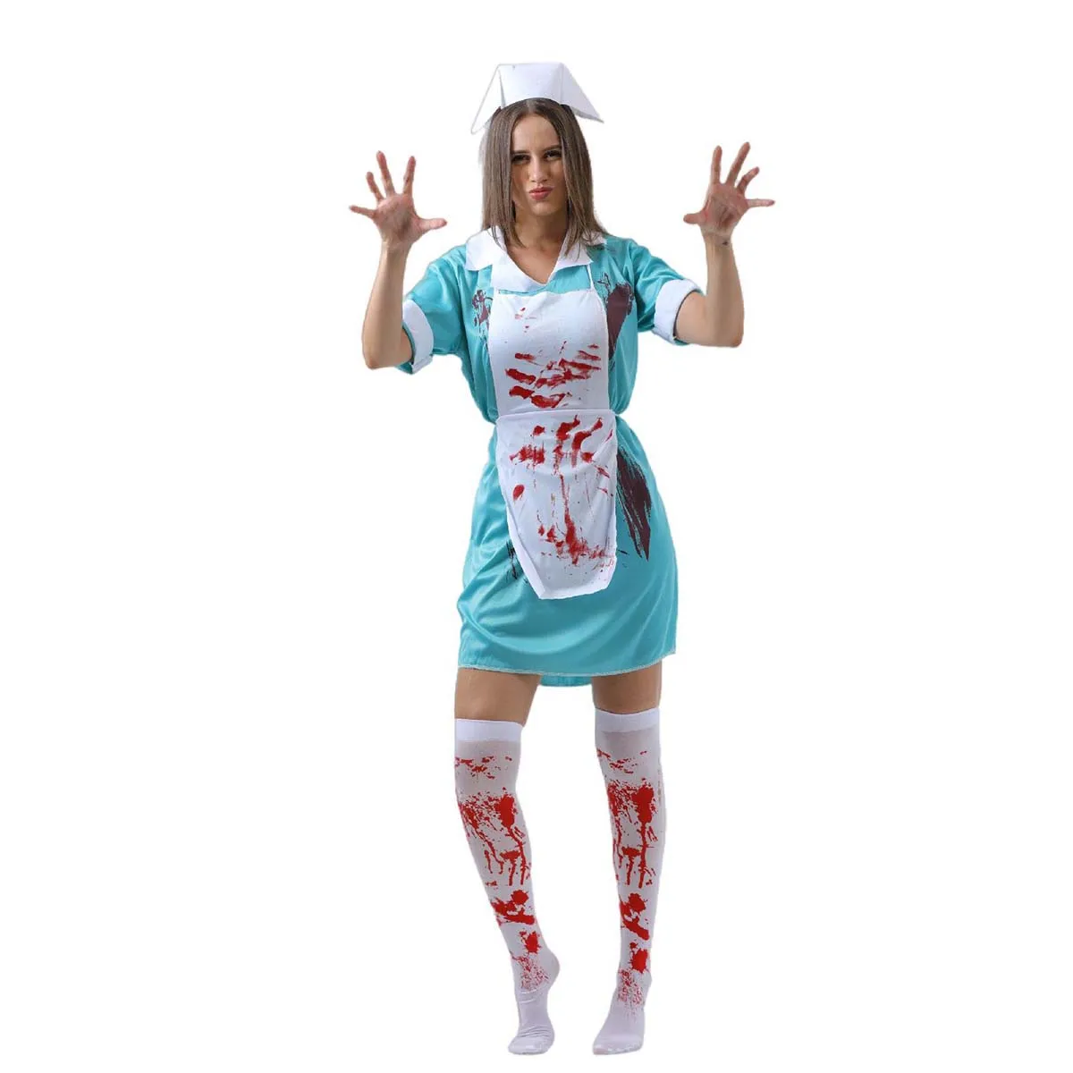 Funny Scary Bloody Doctor Nurse Cosplay Costume Women Halloween Carnival Stage Party Performance Outfits HOHC-009