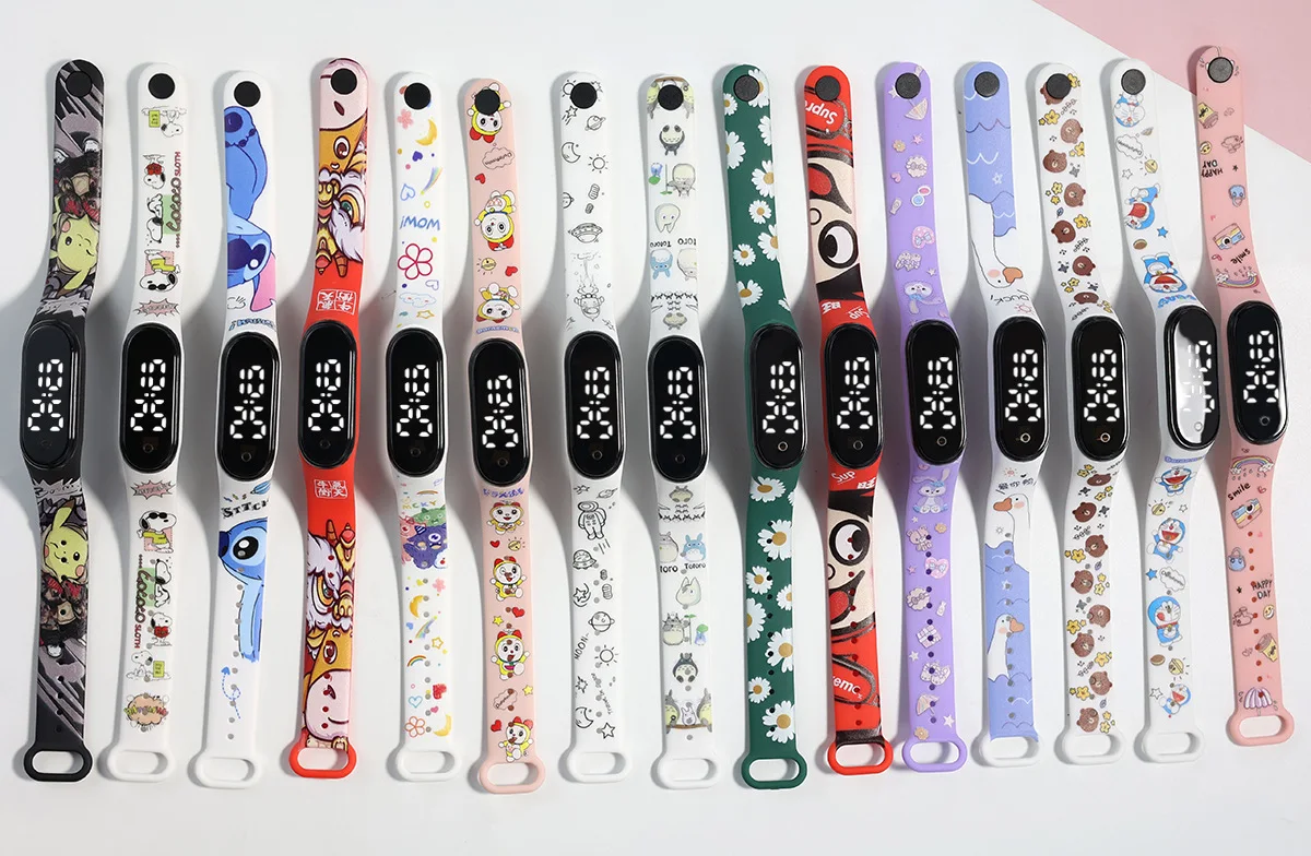 2021 latest design kids mi watch children cartoon printed bangle watch waterproof full printed strap bracelet watch