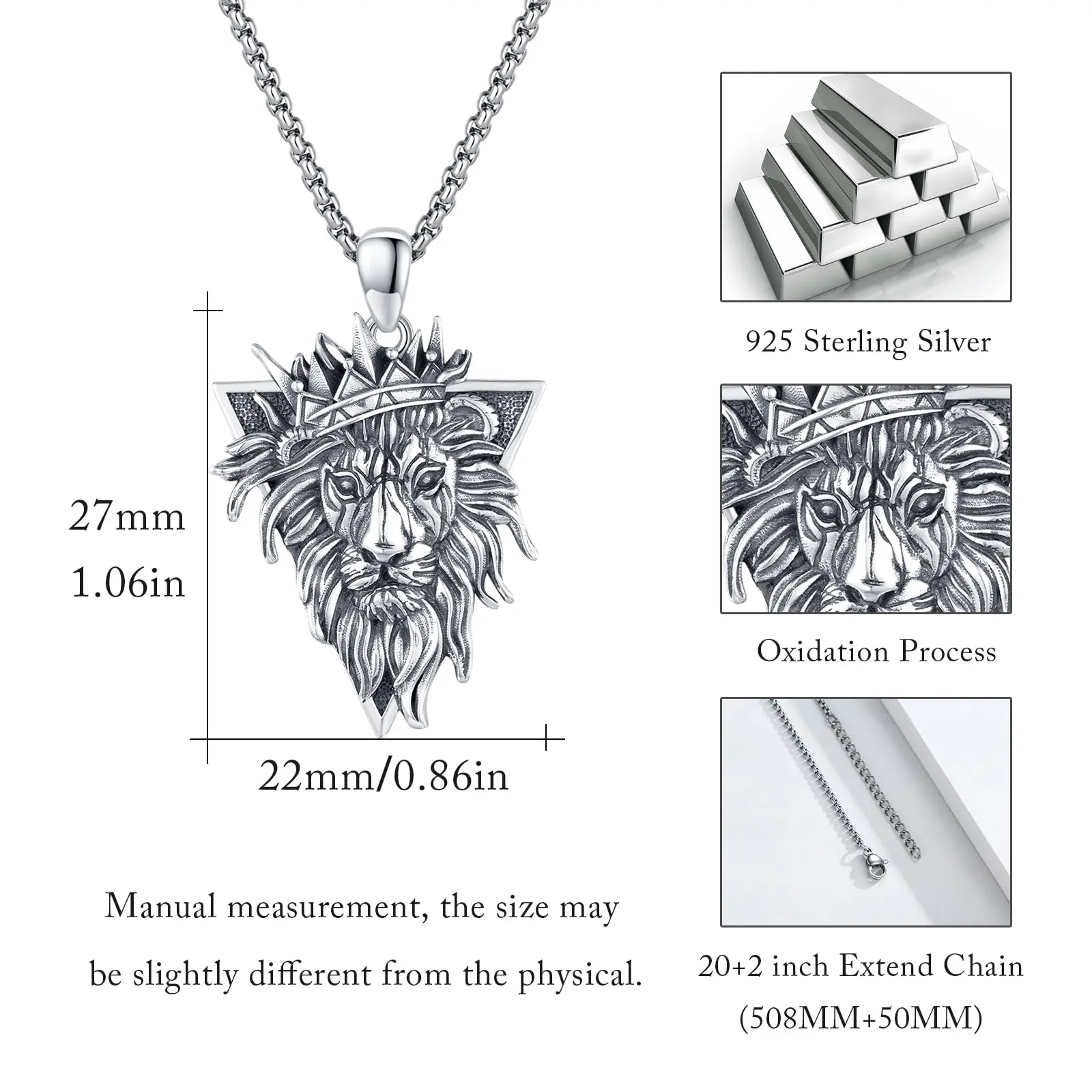 Mandala Lion Necklace 925 Sterling Silver Lion Pendant Necklace Jewelry Gifts