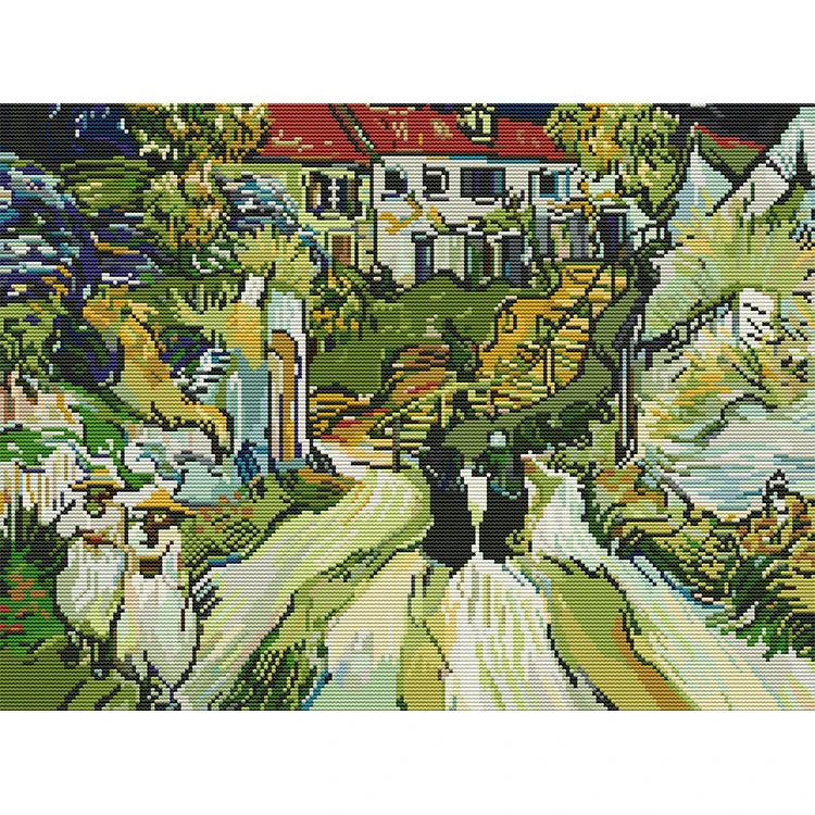 NKF OEM & ODM 11CT Top Quality Cotton Canvas Fabric DIY Handcraft Landscape Pattern Full Printed Embroidery Cross Stitch Kit