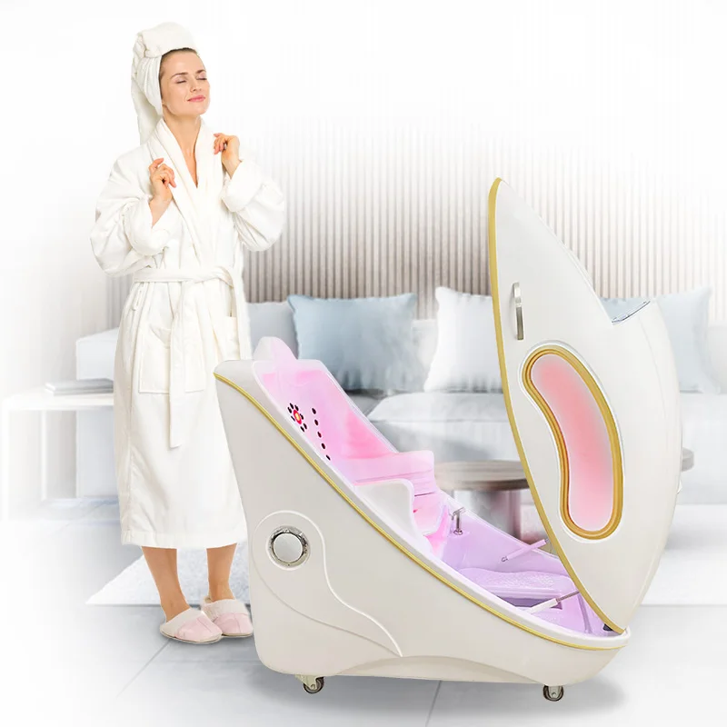 Guangyang professionaL sauna capsule with red light therapy Steam heating Sitting steam spa capsule with ozone and MP3 player