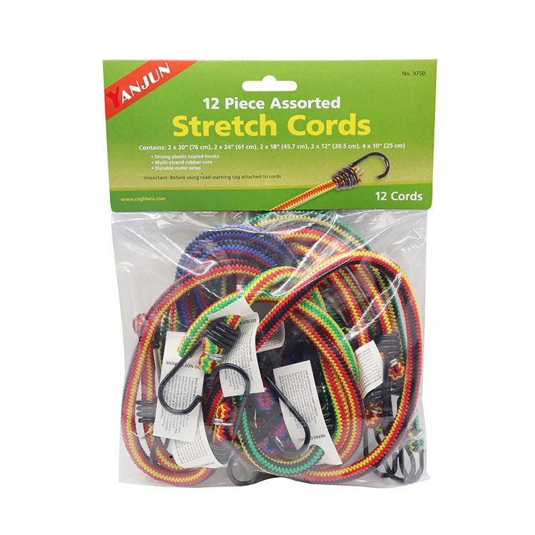 Manufacturer wholesale high elastic durable portable rubber and polyester woven bungee cord