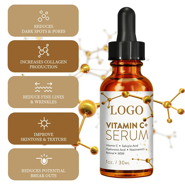 Private Label Custom 30ml Skin Care Serum Niacinamide Retinol Moisturizing Hyaluronic Acid Serum Whitening Vitamin C Serum
