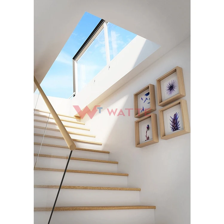 High Quality Metal Aluminum Frame Water Proof Rooflight Motorized Open Flat Roof Glass Window Aluminium skylight