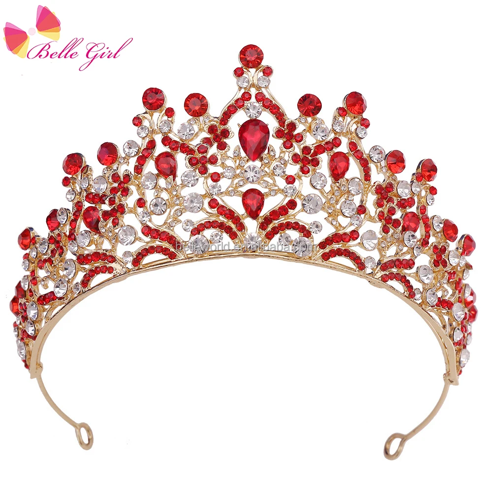 BELLEWORLD bulk Europe and American style alloy tiara hair accessories for wedding colored shiny diamond hair crowns to decorate