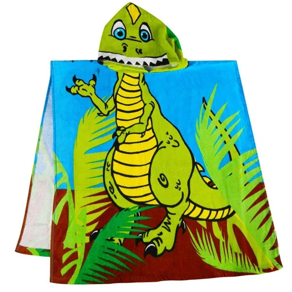 Розовое детское пляжное полотенце-пончо с капюшоном в виде осьминога