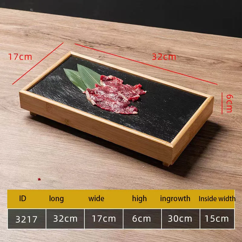 Custom Wooden Serving Tray Eco-Friendly Square Snack Plates Dinner Dishes Made from Slate PC Material Pack