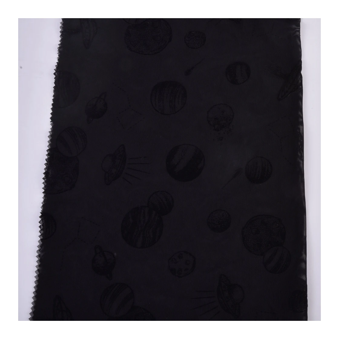 100% nylon high quality with flocking tulle mesh fabric for dress garment