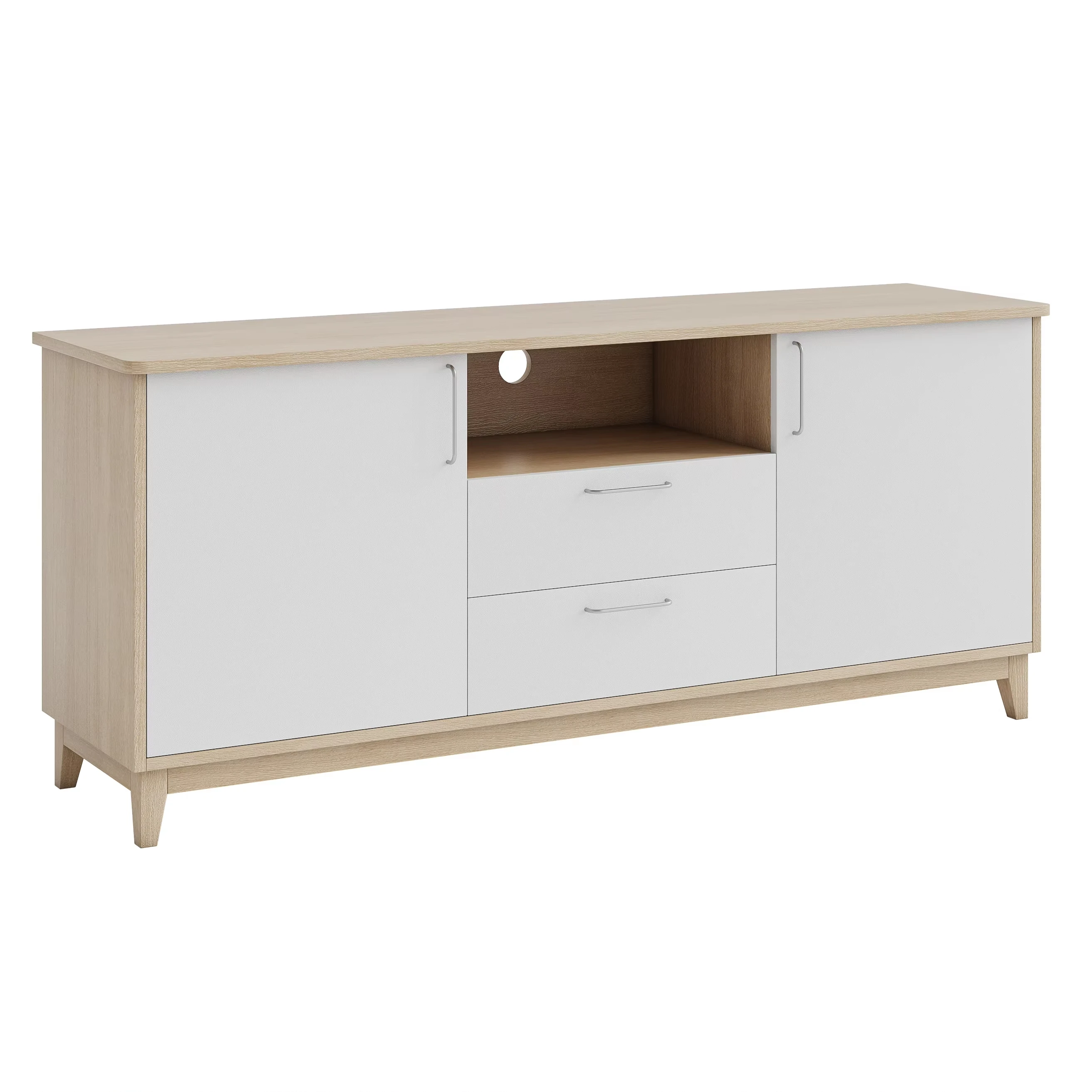 Solid wood TV stand cabinet with drawers for retirement hotel bedroom