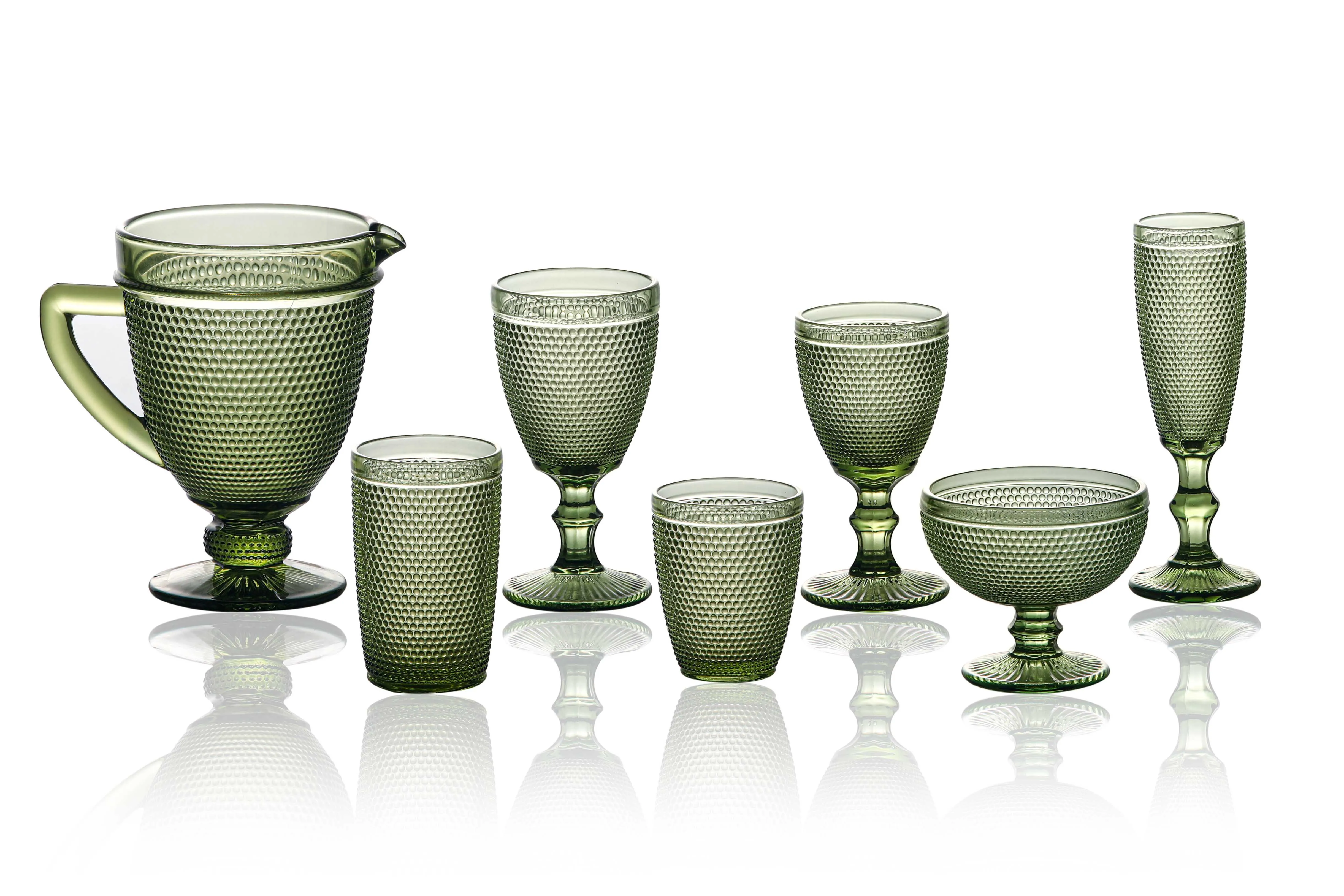 Glass Goblet Embossed Glassware Clear Solid Color Glass Goblet for Juice Water Liquor and Party Wedding Bars