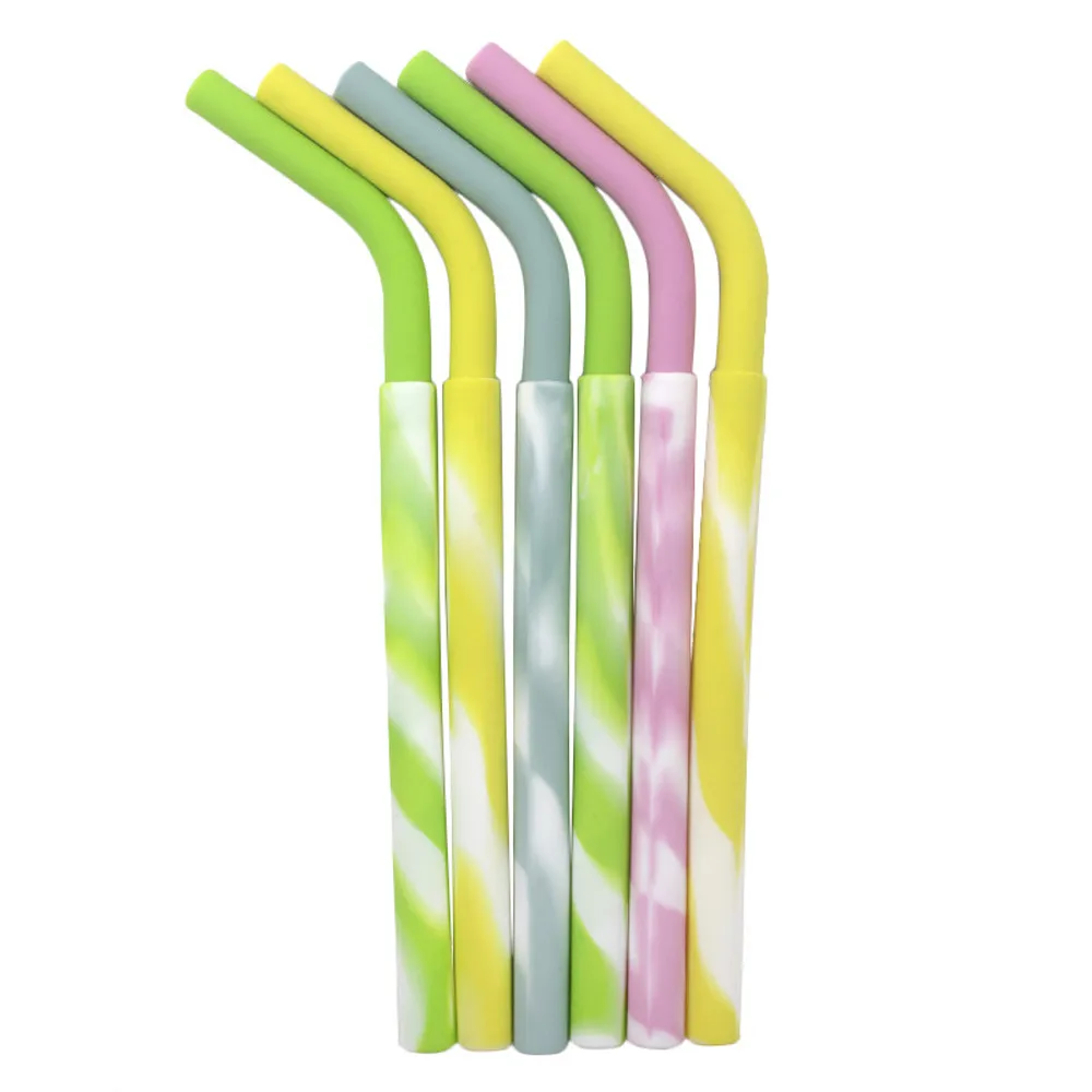 Wholesale Long Slender Foldable Rubber Straw Soft Silicone Straw