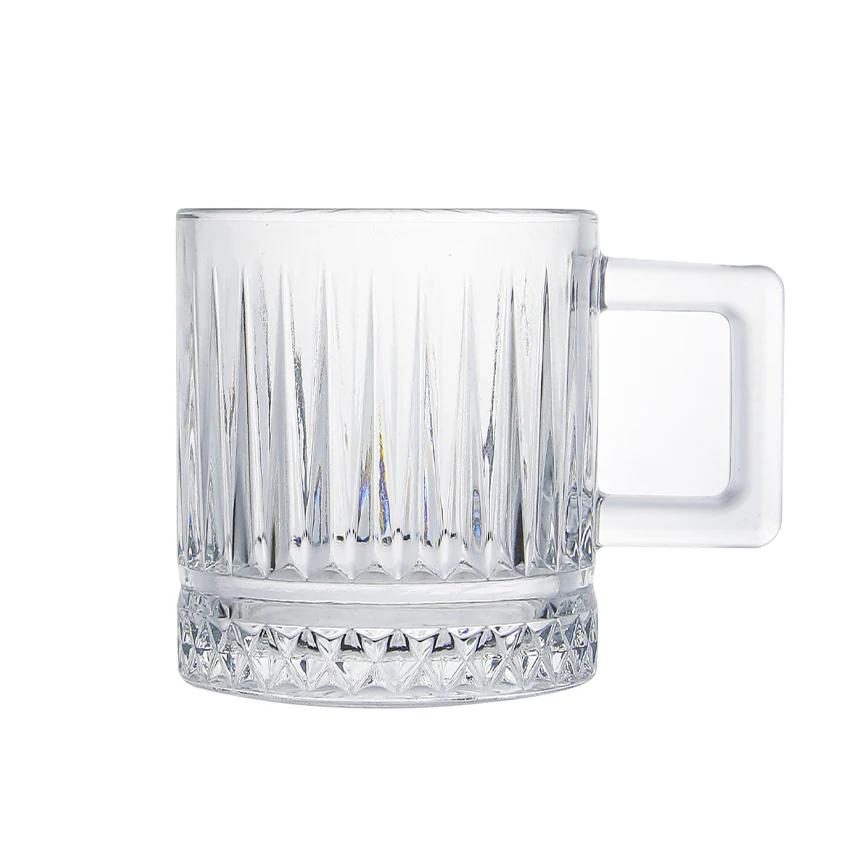 Vintage Fashion Wholesale Luxury Glass Tea Cup Table Restaurant Home Drinking Glass Coffee Mug With Handle