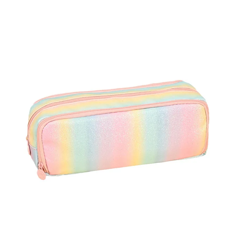 Glitter Rainbow Pencil Case with Zipper Pencil Pouch Case Large Capacity Pencil Pouch Pen Bag Organizer Kids School Supplies