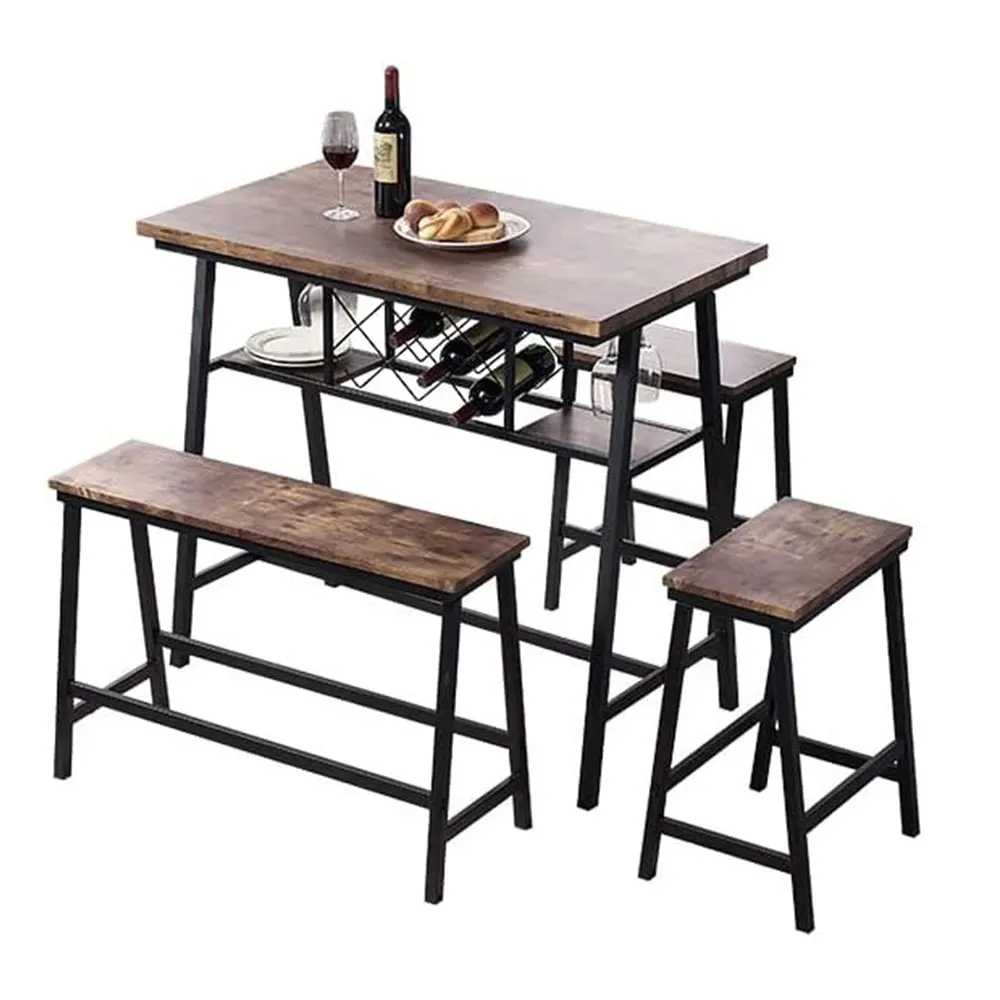 NBHY 4 Pcs Luxury Order Kitchen Room Dining Bar Stool Counter Table Set with a Bench and 2 Stools