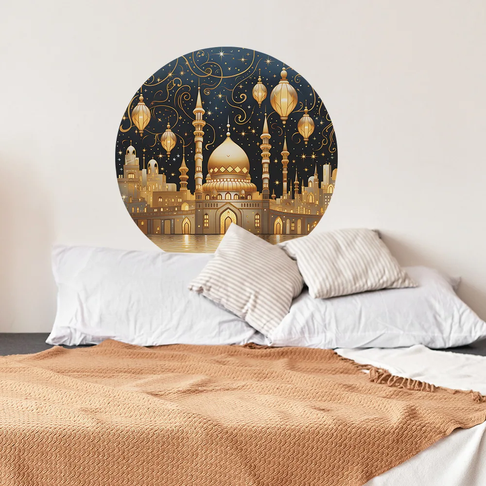 Wholesale Custom PVC Removable Self Adhesive Dream Castle Islamic Eid Mubarak Muslim Ramadan Home Wall Decor Stickers