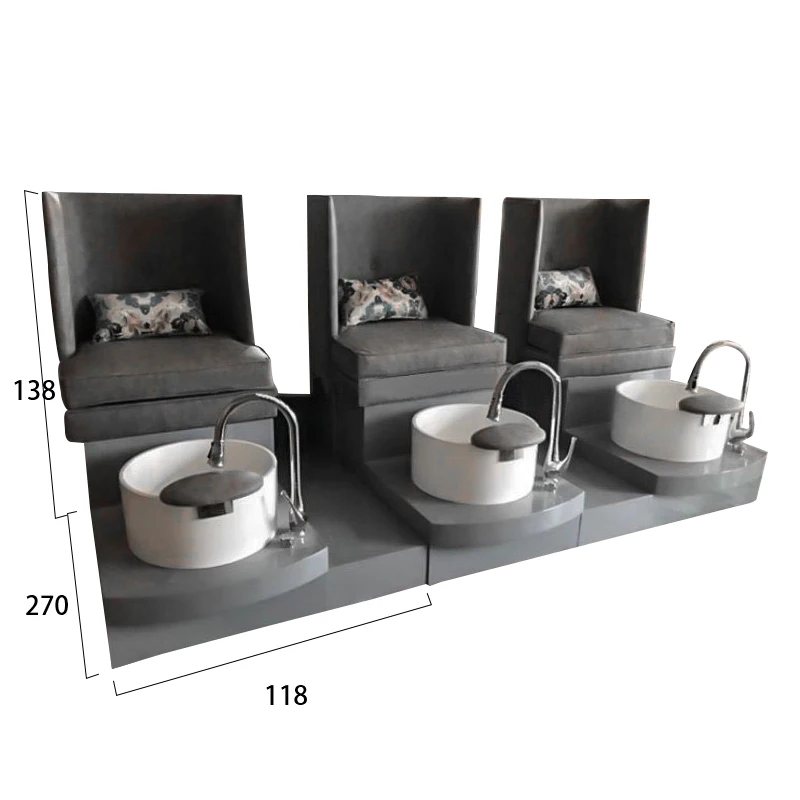 China Supplier Deluxe Pedicure Chair - 3-Seats Sofa for Nail Salon Foot SPA. High-Quality & Comfortable.