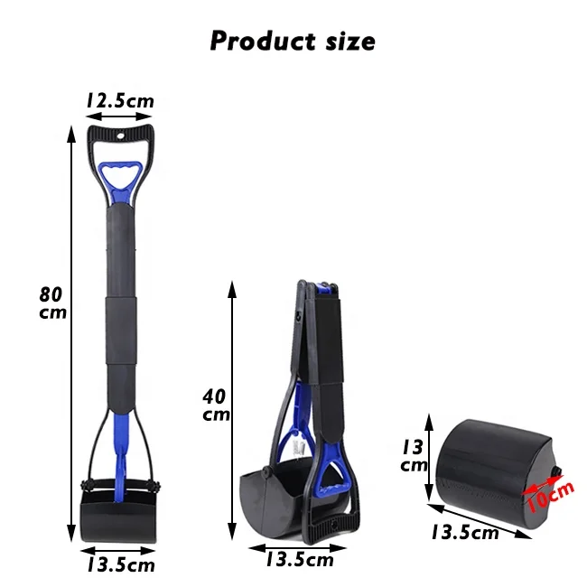 80cm Long Handle Dog Waste Carrier Shit Cleaning Poop Scooper Foldable Plastic Dog Pet Poop Picker