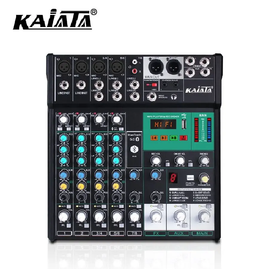KAIKA AR8-2 Professional 8 Channel Digital sound Professional Mixer Audio DJ Powered Audio Mixer