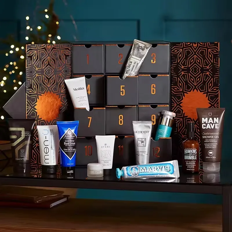 High Quality Printed Cardboard Hot sale custom logo fashion cardboard paper cosmetic christmas advent calendar 24 day box empty