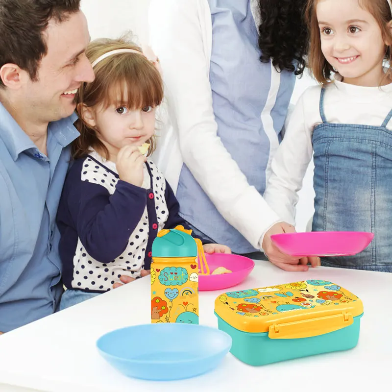 ODM design leak-proof 600 ml bento box with Ice tray plastic lunch box for kids