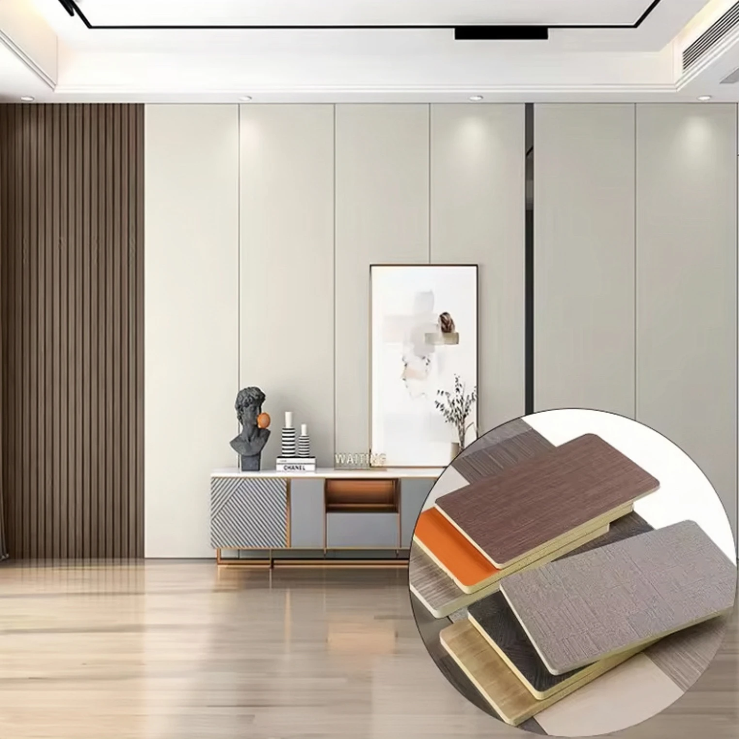 Chinese Minimalist Style Solid Metal Carbon Crystal Plate PVC Wall Board Similar To Baijax