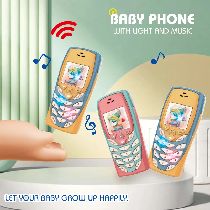 Baby Cartoon Cell Phone Toys with Lighting Music Battery Operated Mobiles Toys for Kids