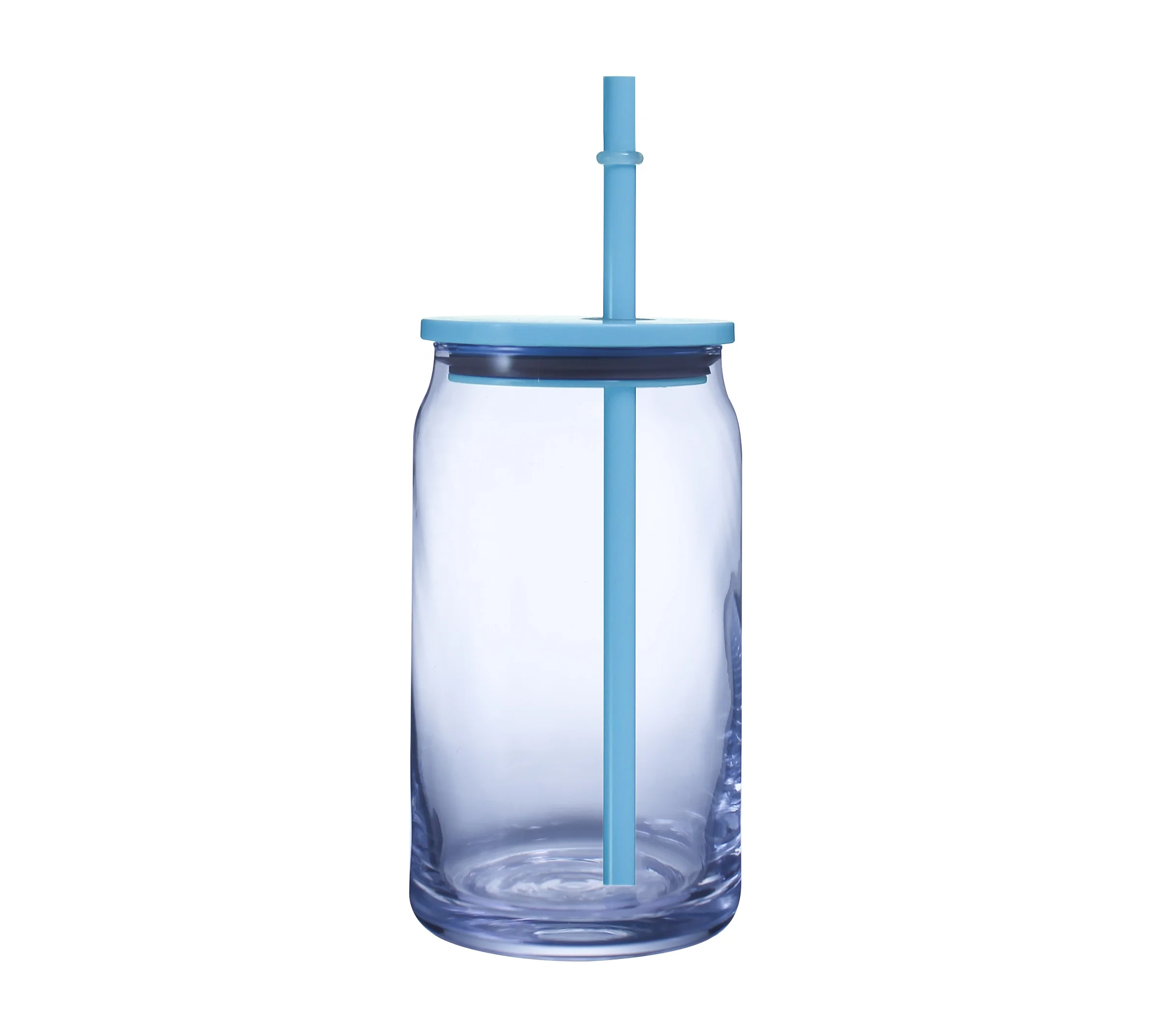 Wholesale USA 16oz libby glass can plastic lid glass beer can with plastic lid and straw for vinyl and DTF UV Wrap and sticker