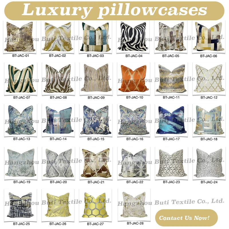 High Quality Square Satin Modern Luxury Jacquard Throw Pillow Cover Cushion Case Decorative Pillowcase for Sofa 18x18