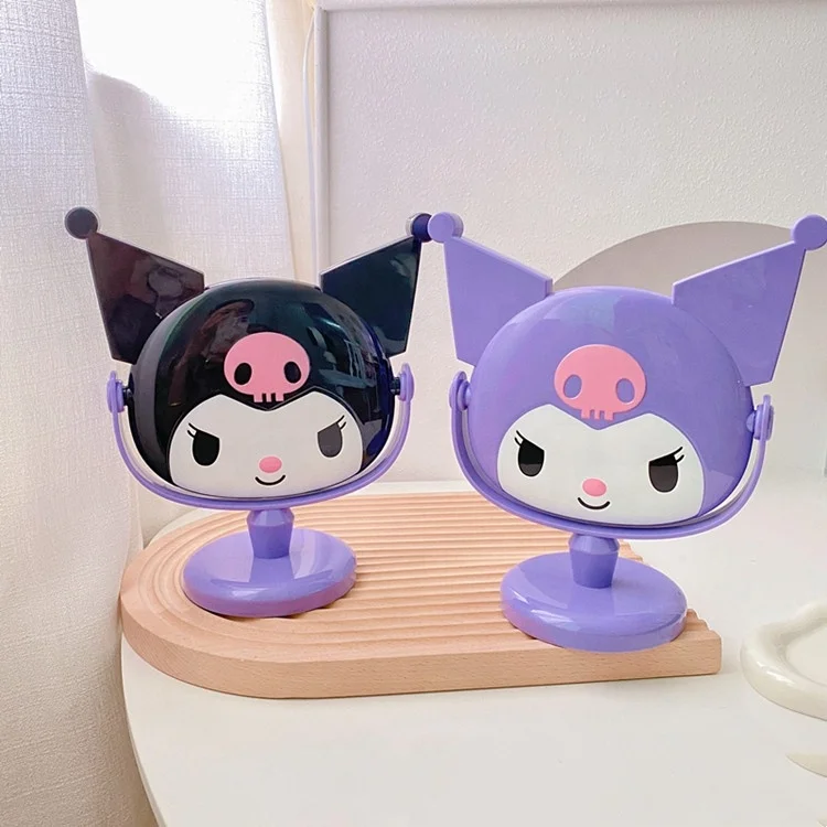 Kuromi Purple Kawaii Table Mirror Single Sided Rotation Princess Mirror Students Makeup Mirror Personalized Plastic Paper B