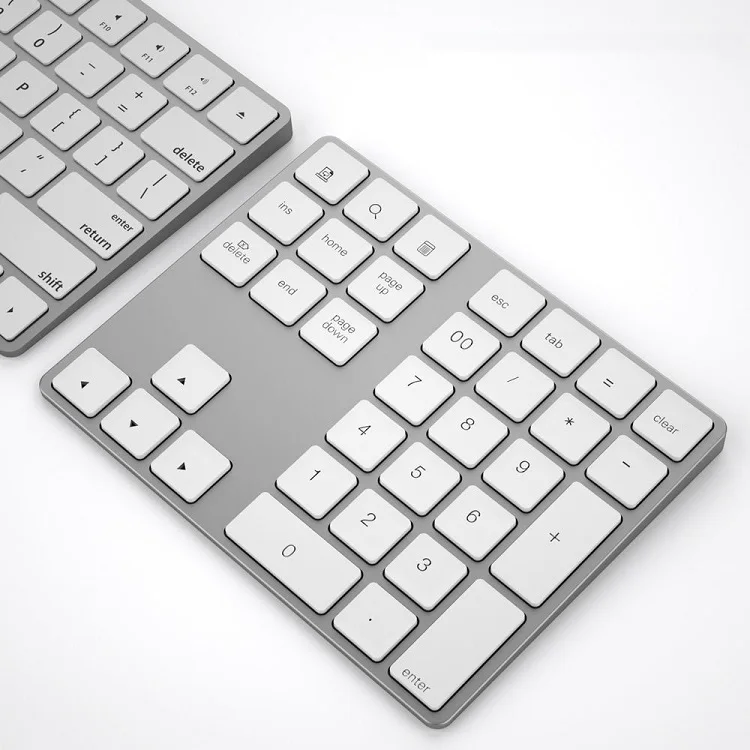 Factory Slim 34 keys BT Compatible Number Keypad With USB HUB Aluminum Wireless Numeric Keyboard