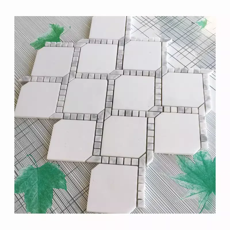 Solid white marble mosaic tile art design classic wall tile decor kitchen backsplash interior wall cladding  square parquet