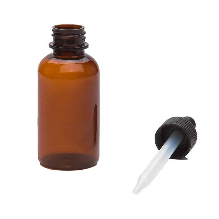 2oz Plastic Essential Oil Dropper Bottle Screw Lid Amber Plastic  Liquid Dropper Bottles