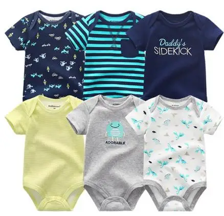 6pcs/lot Baby Bodysuit Fashion body Suits Short Sleeve Newborn Infant Jumpsuit Cartoon kids baby girl clothes