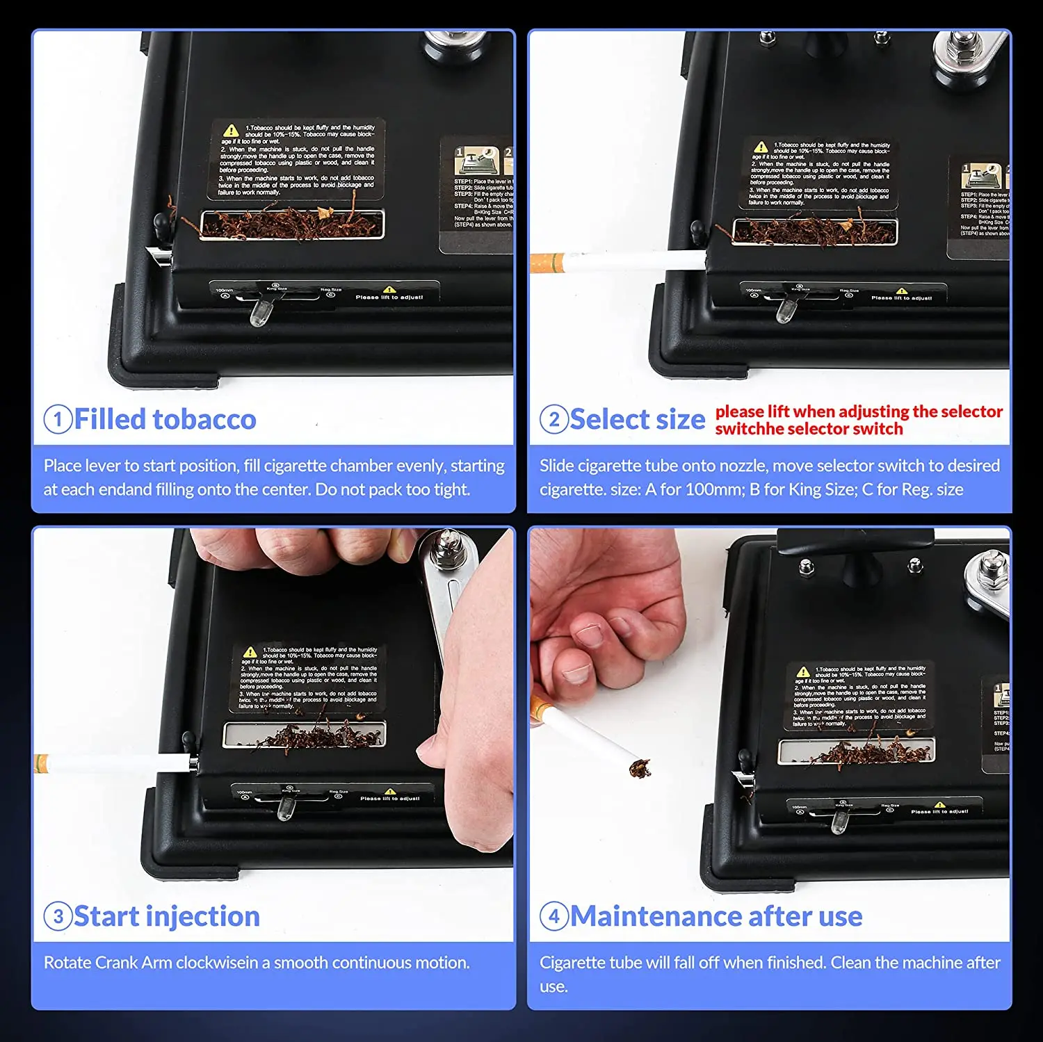 ROWISE Cigarette Rolling Machine Tobacco Rolling Machine, (King, 100mm, Regular Size)