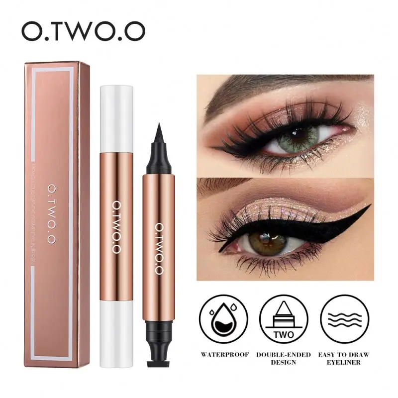 Oem O.TWO.O Eye Makeup Sumdge-proof Black Natural Liquid Eyeliner Miraculous Cat-Eye Stamp Pen Double-ended Design