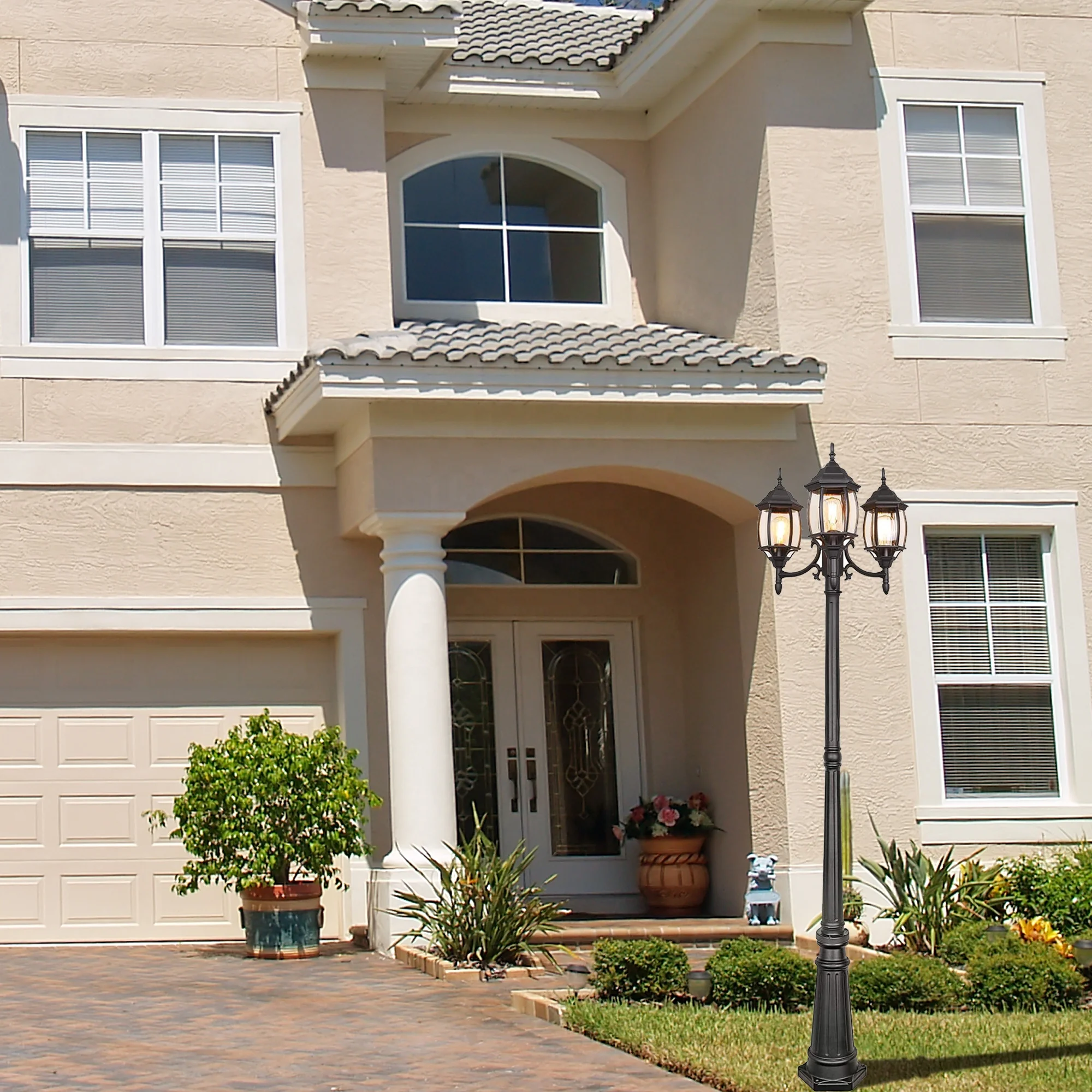 Traditional LED outdoor post light garden lamp Waterproof clear glass outdoor wall light Aluminum anti-rust material