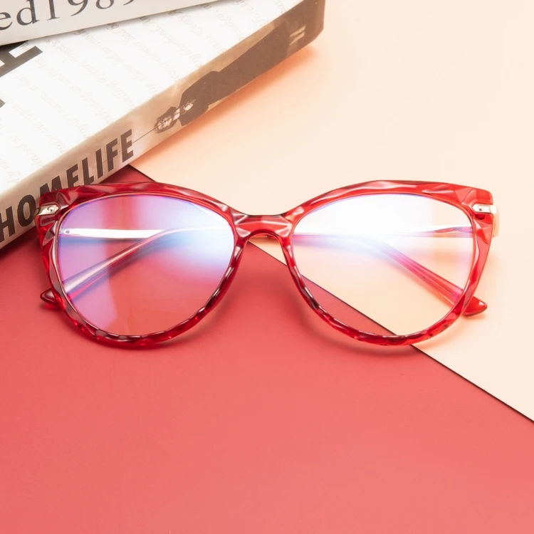 
9049 hight quality cat eye anti blue light blocking photochromic glasses Spring Hinge Readers for Women Anti Glare Filter 