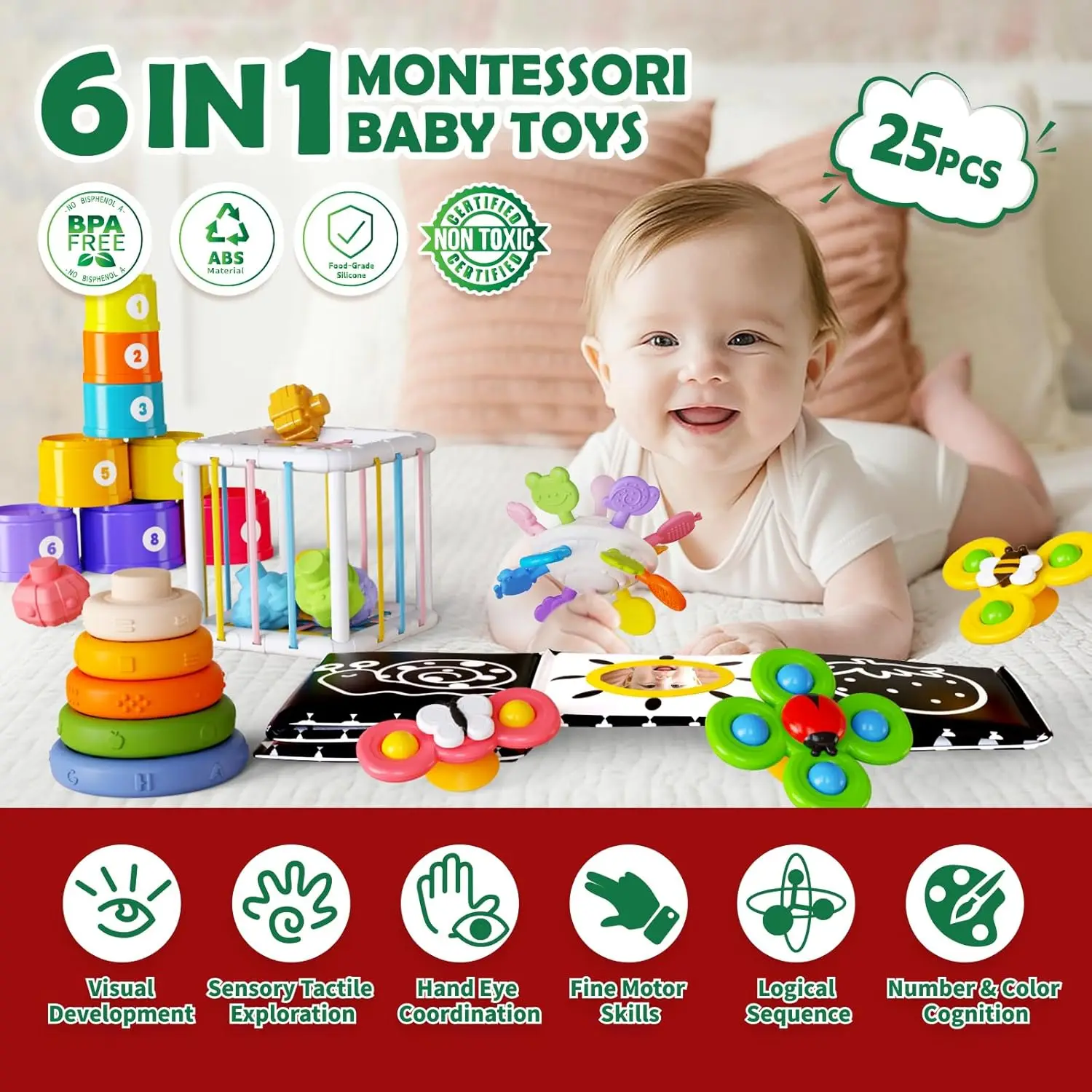 Baby Toys 12-18 Months Baby Sensory Fine Motor Skills Developmental Toys Gifts for 6-18 Month Old Boys Girls Kids