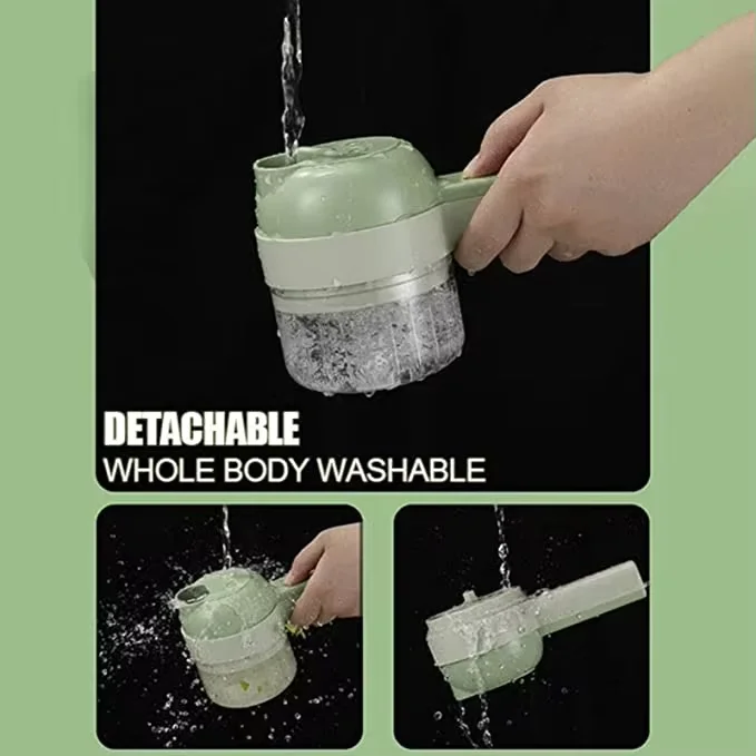 Kitchen Chopper Set USB Electric Portable 4 In 1 Mini Food Chopper Handled Electric Vegetable Cutter Wireless Vegetable Chopper