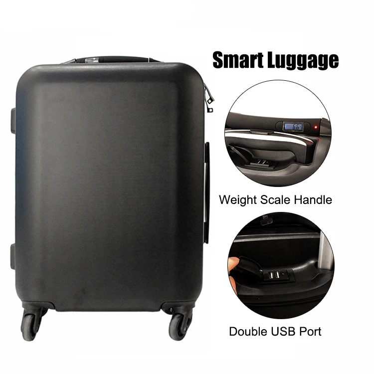 2019 ABS Carry On Trolley Smart Suitcase Luggage with Scale USB Charger Blue Tooth TSA Lock Tracker