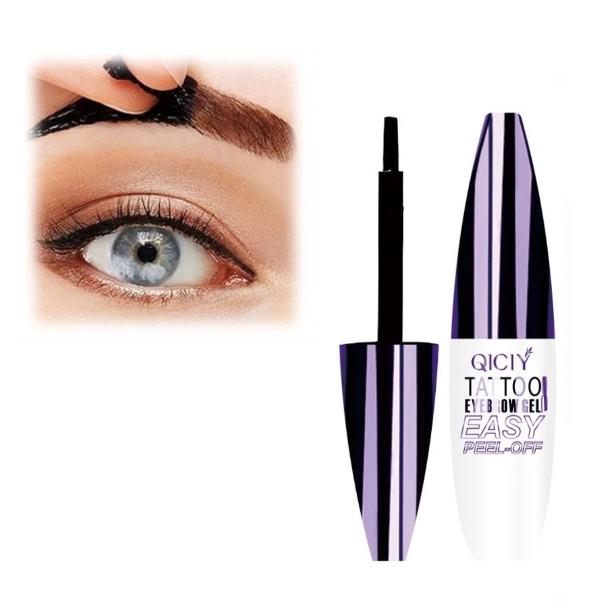 Long Lasting Tattoo Eyebrow Gel Waterproof Peel Off Eyebrow Tint Long-Wear Peel-Off Semi-Permanent Eyebrow Tattoo Enhancer
